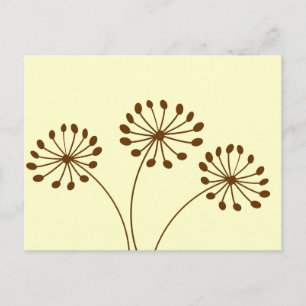 Postal Abstracto marrón Dandelion Floral