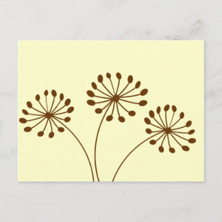 Postal Abstracto marrón Dandelion Floral