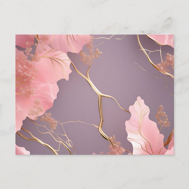 Postal Abstracto Moderno sobre Mármol Rosa (Anverso)