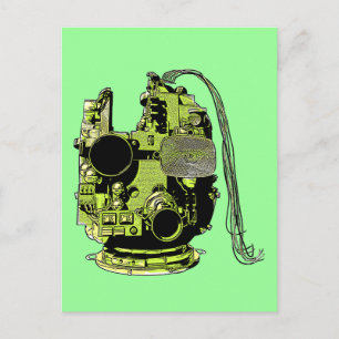 Postal Abstracto Robot Head Retro Colores Postcard