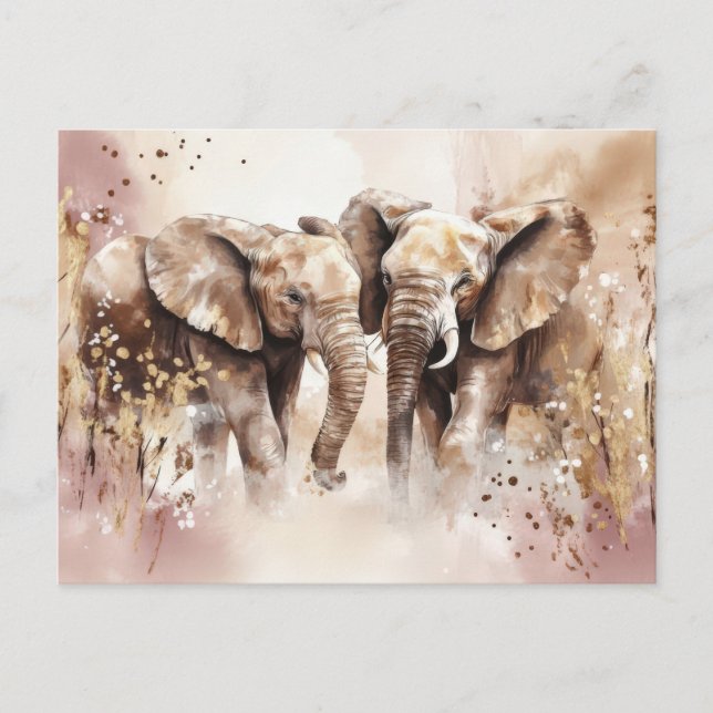Postal Abstrakte Aquarell Illustration eines Elefanten (Anverso)