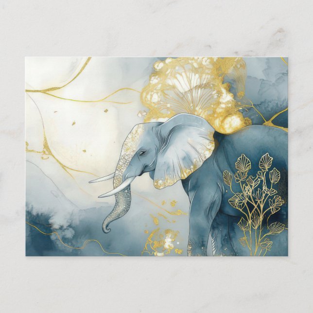 Postal Abstrakte Aquarell Illustration eines Elefanten (Anverso)