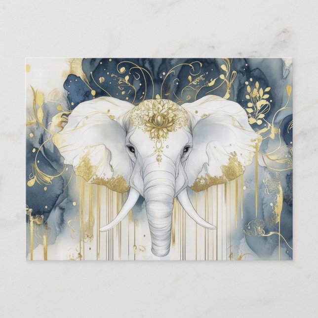 Postal Abstrakte Aquarell Illustration eines Elefanten (Anverso)