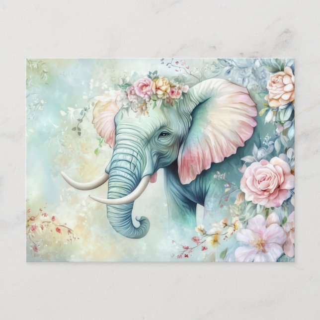 Postal Abstrakte Aquarell Illustration eines Elefanten (Anverso)