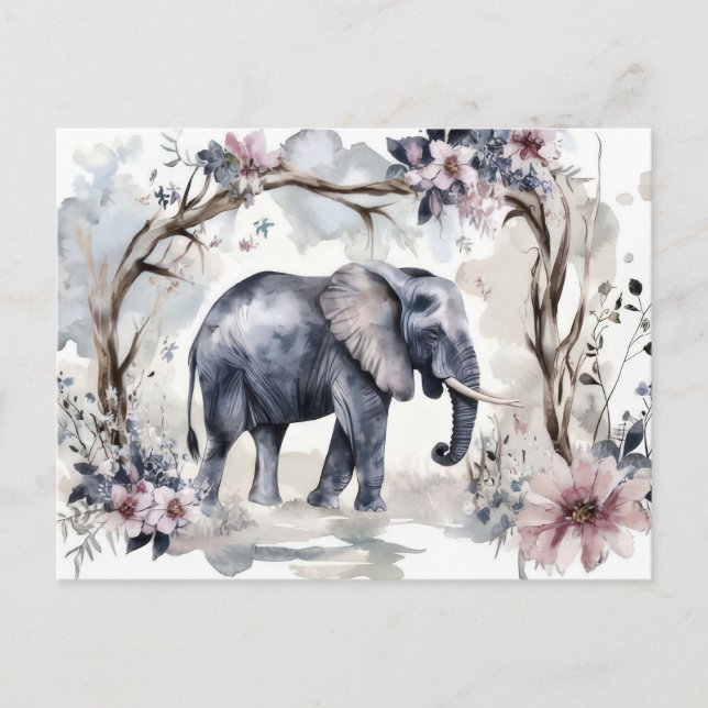 Postal Abstrakte Aquarell Illustration eines Elefanten (Anverso)