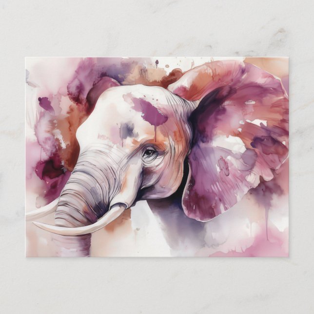 Postal abstrakte Aquarell Illustration eines Elefanten (Anverso)