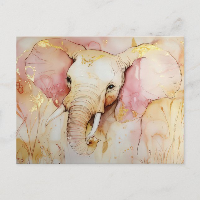 Postal Abstrakte Aquarell Illustration eines Elefanten (Anverso)
