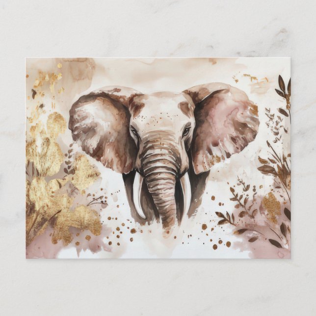 Postal abstrakte Aquarell Illustration eines Elefanten (Anverso)