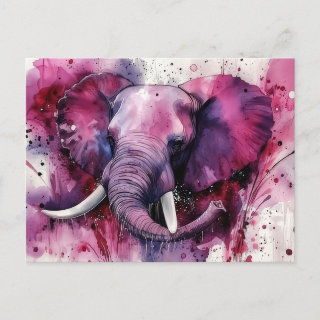 Postal Abstrakte Aquarell Illustration eines Elefanten (Anverso)