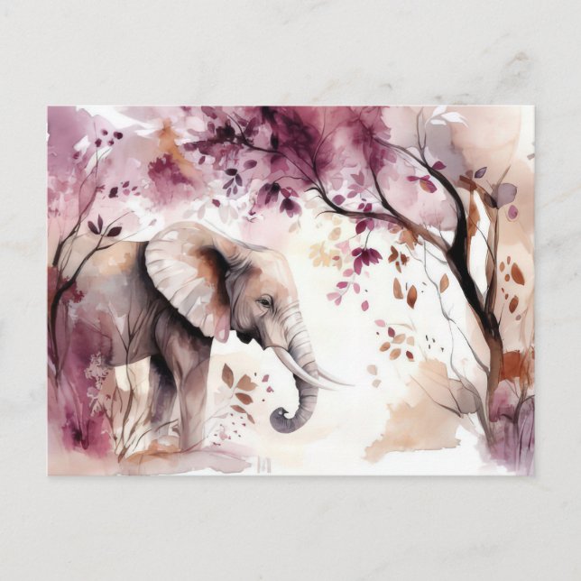 Postal Abstrakte Aquarell Illustration eines Elefanten (Anverso)