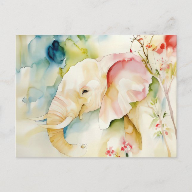 Postal Abstrakte Aquarell Illustration eines Elefanten (Anverso)