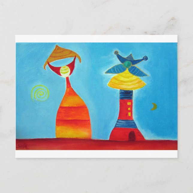Postal Abstrato Art King Queen Art Postcard (Anverso)