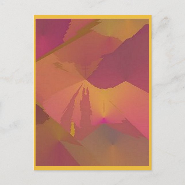 Postal Abstrato Arte Sunset Postcard Purple / Gold (Anverso)