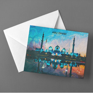 Postal Abu Dabi UAE Colorido Pintura al Óleo