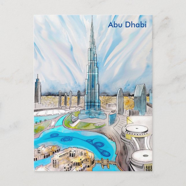 Postal Abu Dhabi Vintage Travel Tourism Ad (Anverso)