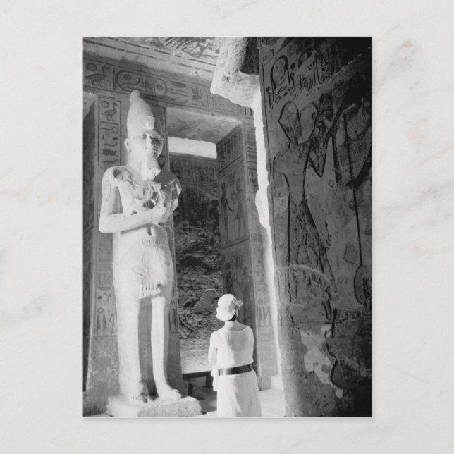Postal Abu Simbel Egipto, turista dentro del templo (NR) (Anverso)
