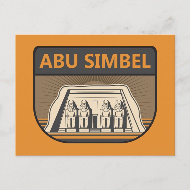 Postal Abu Simbel Egypt Travel Art Retro (Anverso)