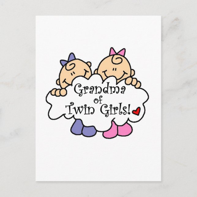 Postal Abuela de Chicas gemelos camisetas y regalos (Anverso)