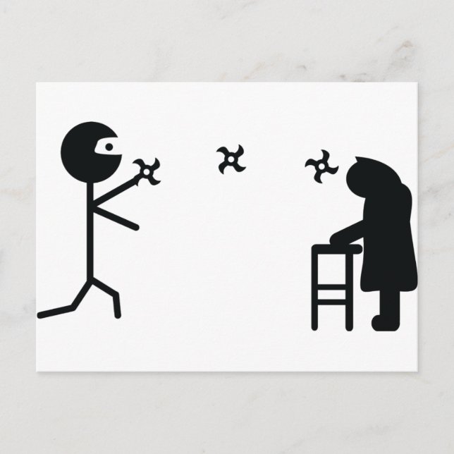 Postal abuela de combate ninja negra mala (Anverso)