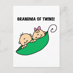 Postal Abuela de gemelos con polos y regalos