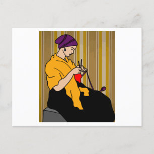 Postal Abuela En El Crocheting De Hobby De Tejidos