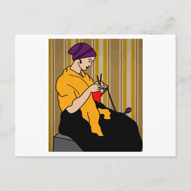 Postal Abuela En El Crocheting De Hobby De Tejidos (Anverso)