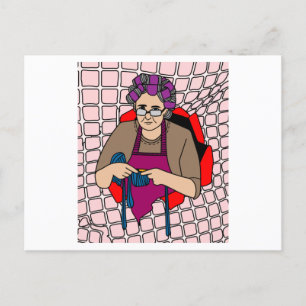 Postal Abuela En El Crocheting De Hobby De Tejidos