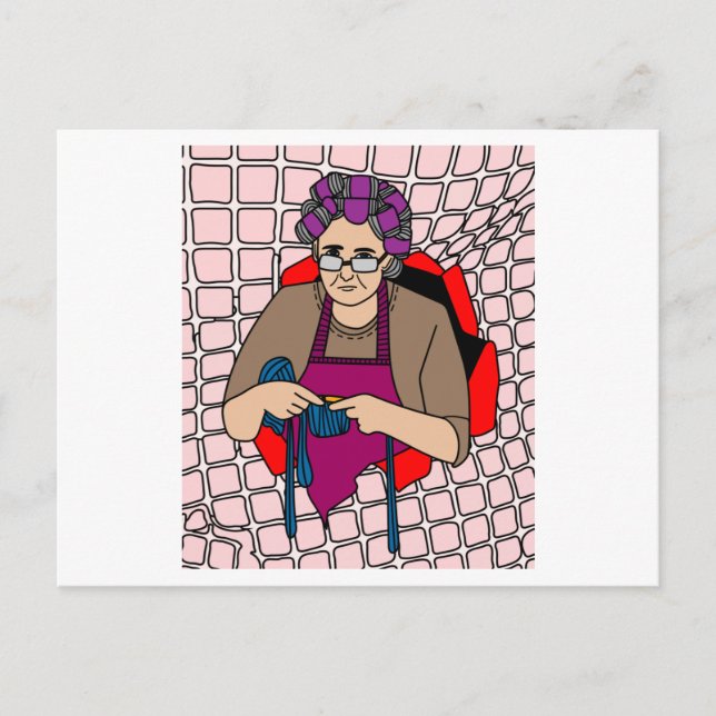 Postal Abuela En El Crocheting De Hobby De Tejidos (Anverso)