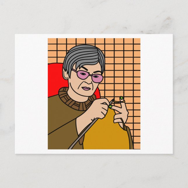 Postal Abuela En El Crocheting De Hobby De Tejidos (Anverso)