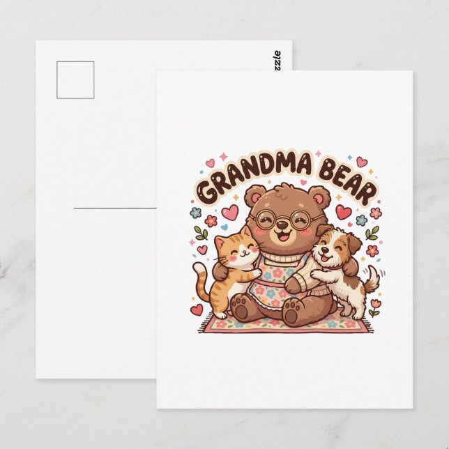 Postal Abuela Oso Cute Abrazo (Anverso / Reverso)