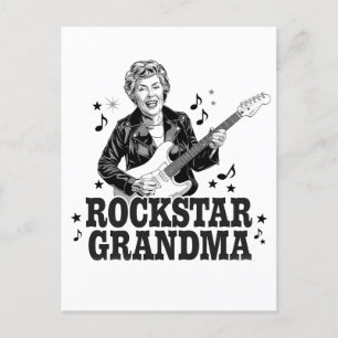 Postal Abuela Rockstar – Diseño de Música Retro Divertido