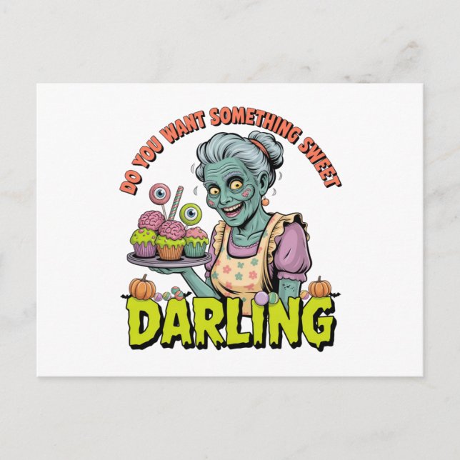 Postal Abuela zombi - Dulce Halloween Darling (Anverso)