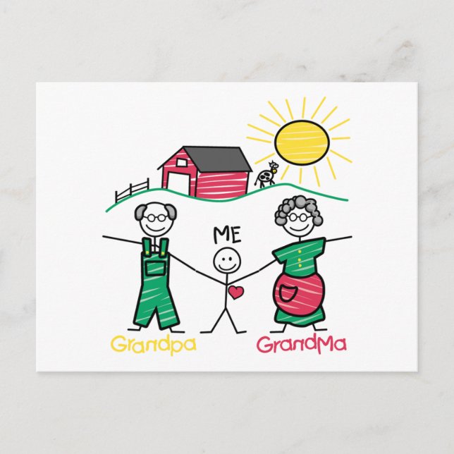 Postal Abuelo Abuela y yo (Anverso)