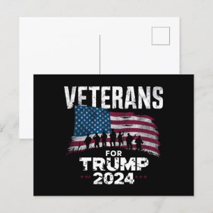 Postal Abuelo Veteranos Por Trump 2024 Bandera Americana 