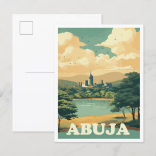 Postal Abuja Nigeria Ilustracion de viajes de arte