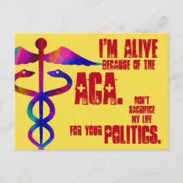 Postal ACA My Life Your Politics Postcard