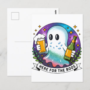 Postal Acá para el Halloween de Boos Beer Ghost-Funny 202
