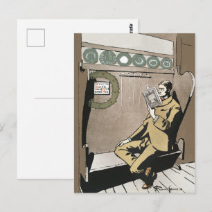 Postal Academia Oscura Arte Vintage de Hombre Leyendo en