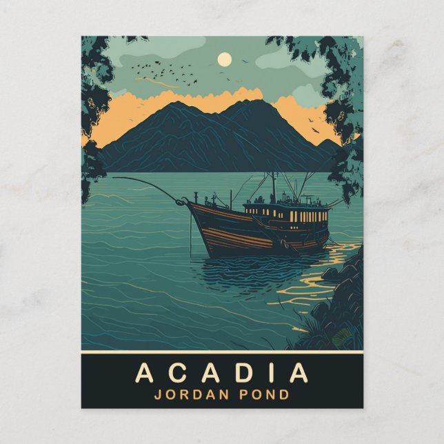 Postal Acadia, Jordan Pond, Viajes (Anverso)