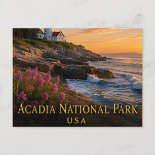 Postal Acadia Maine Costa Rocosa y Monte Cadillac
