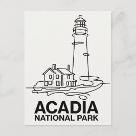 Postal Acadia National Park Lighthouse Line Art