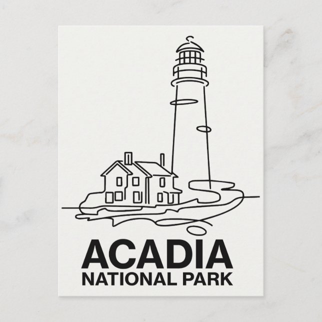 Postal Acadia National Park Lighthouse Line Art (Anverso)
