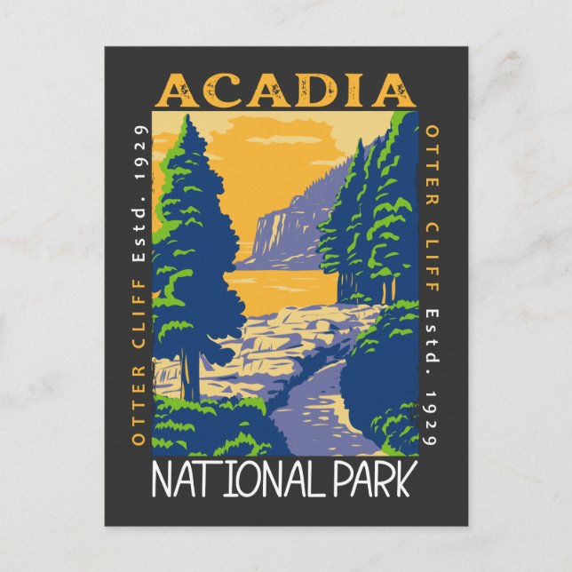 Postal Acadia Parque Nacional Bar Harbour Otter Cliff Ret (Anverso)