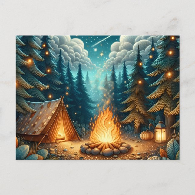 Postal Acampada en bosque (Anverso)