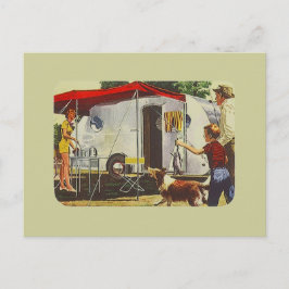 Postal Acampada retra del remolque del viaje del vintage