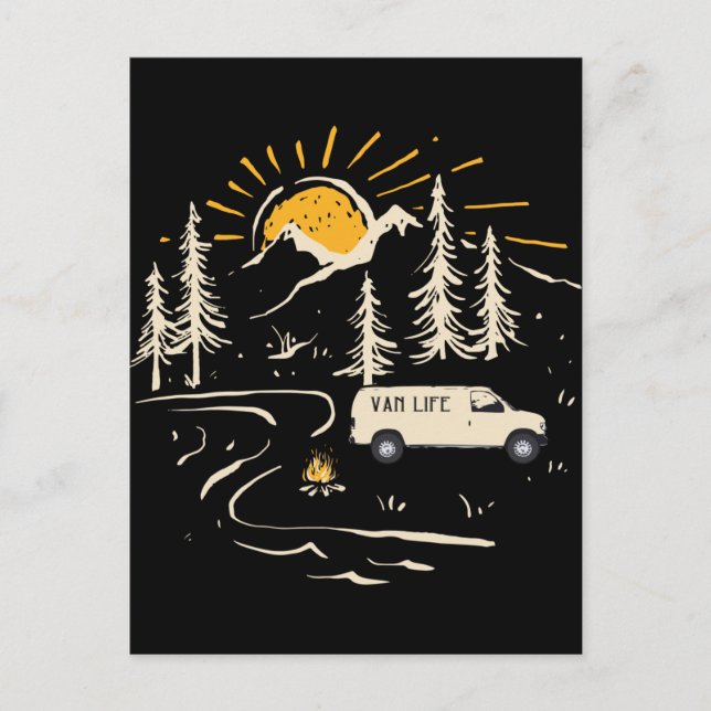 Postal Acampando En Las Montañas Van Life (Anverso)