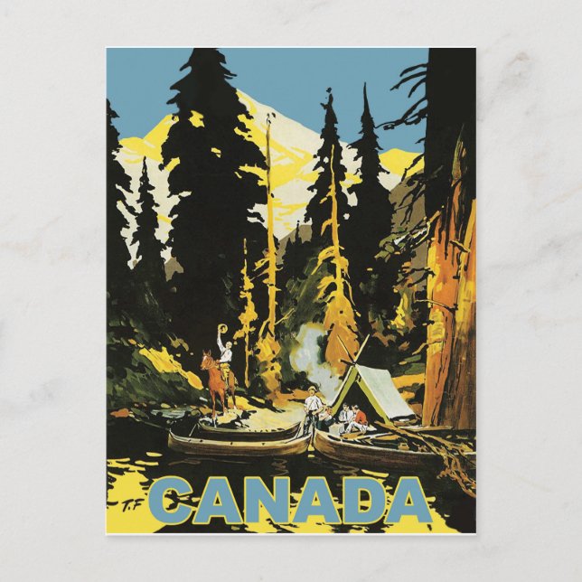 Postal acampar en el bosque de Canadá (Anverso)