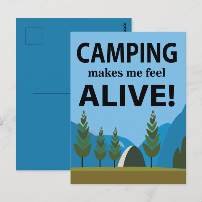 Postal Acampar me hace sentir vivo Acampar (Anverso / Reverso)