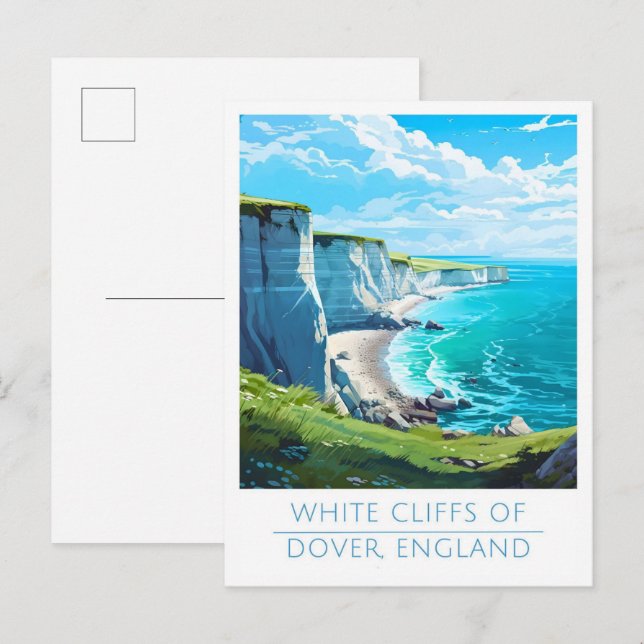 Postal Acantilados blancos de Dover England Viaje de époc (Anverso / Reverso)