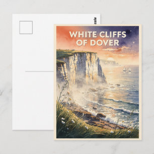 Postal Acantilados Blancos de Dover Inglaterra Vintage